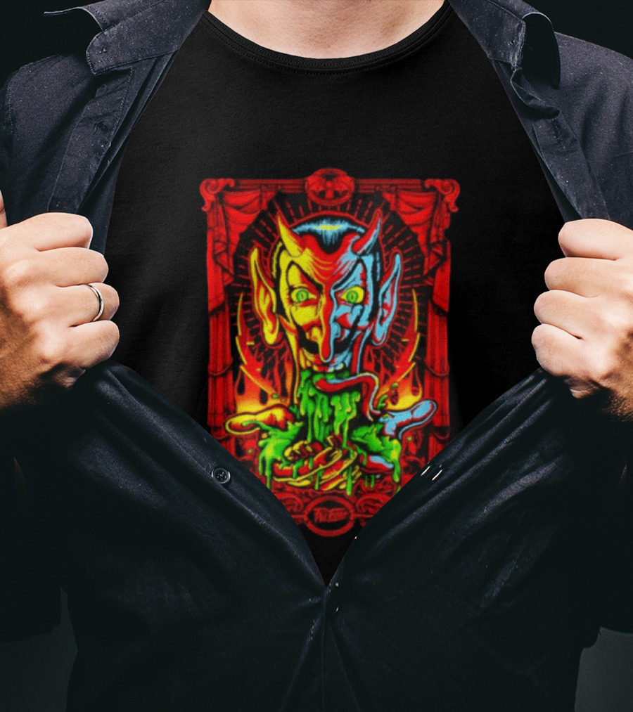 Satan's Puke Black Devil Evil Clown Neon Horror T-Shirt