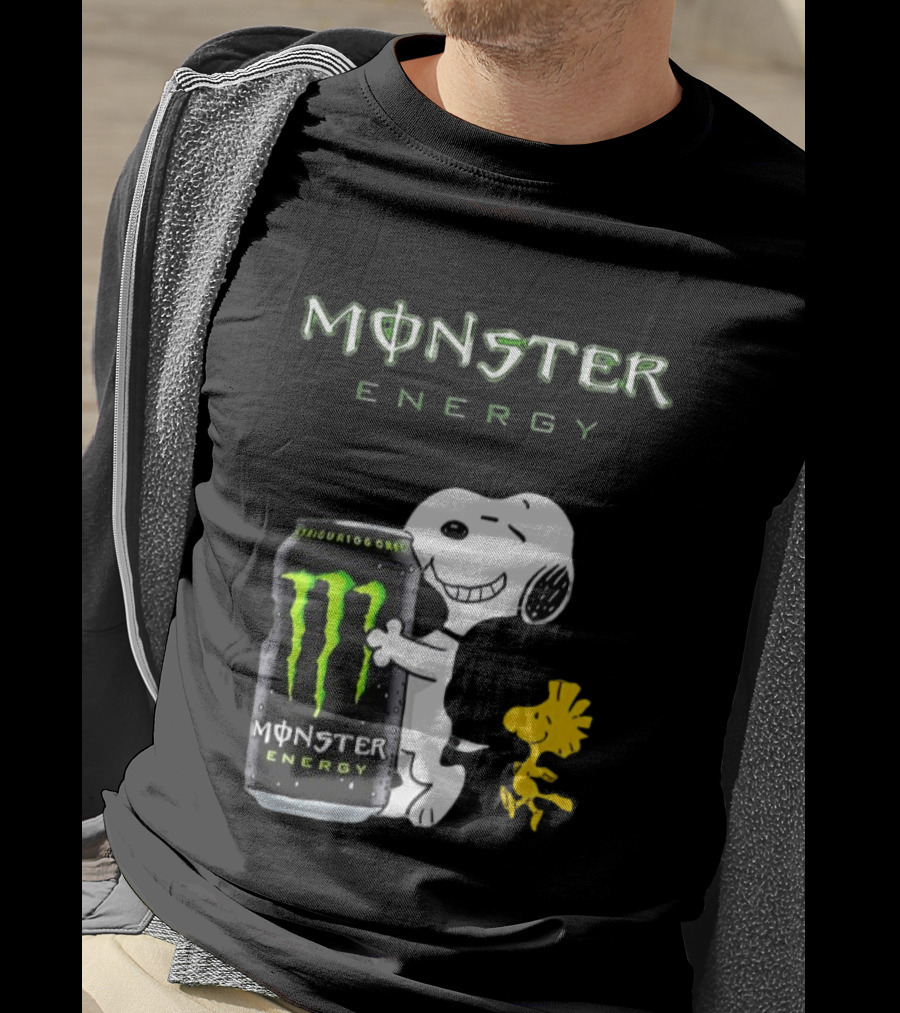 Snoopy And Woodstock Hugging Monster Energy Can Collaboration T-Shirt