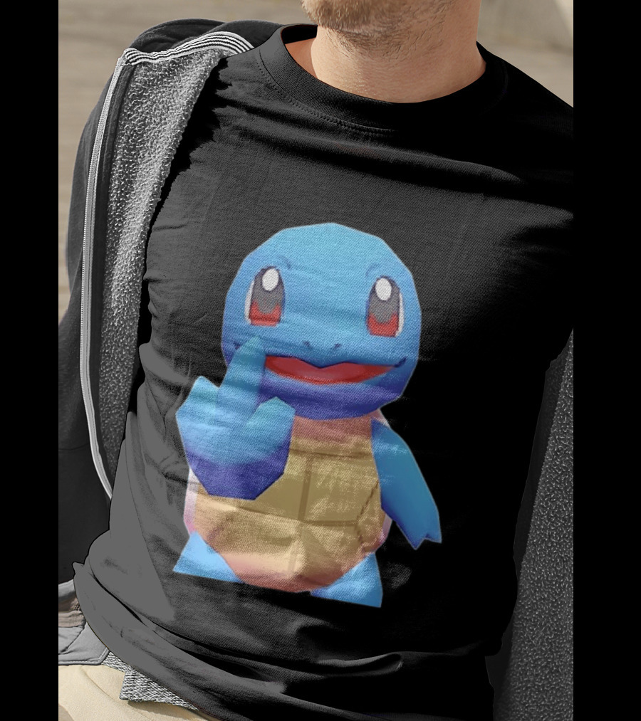 Squirtle Pokémon Gesture Middle Finger Playful Attitude T-Shirt