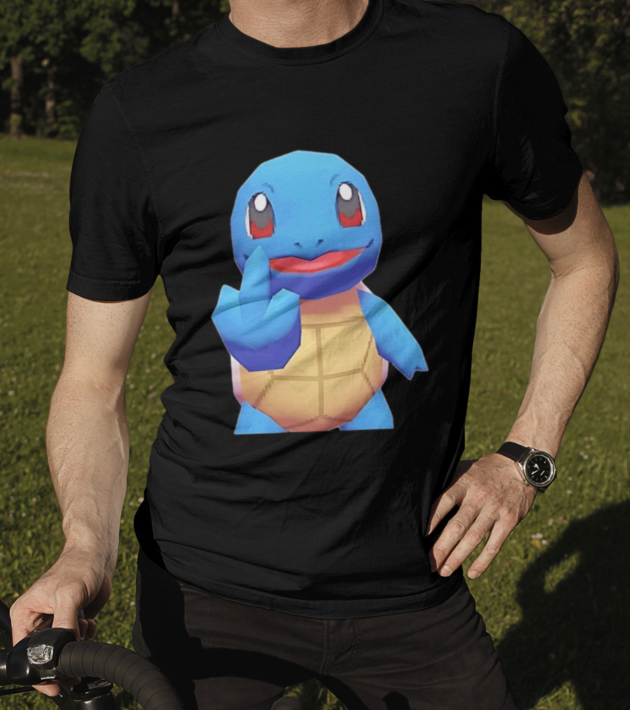 Squirtle Pokémon Gesture Middle Finger Playful Attitude T-Shirt