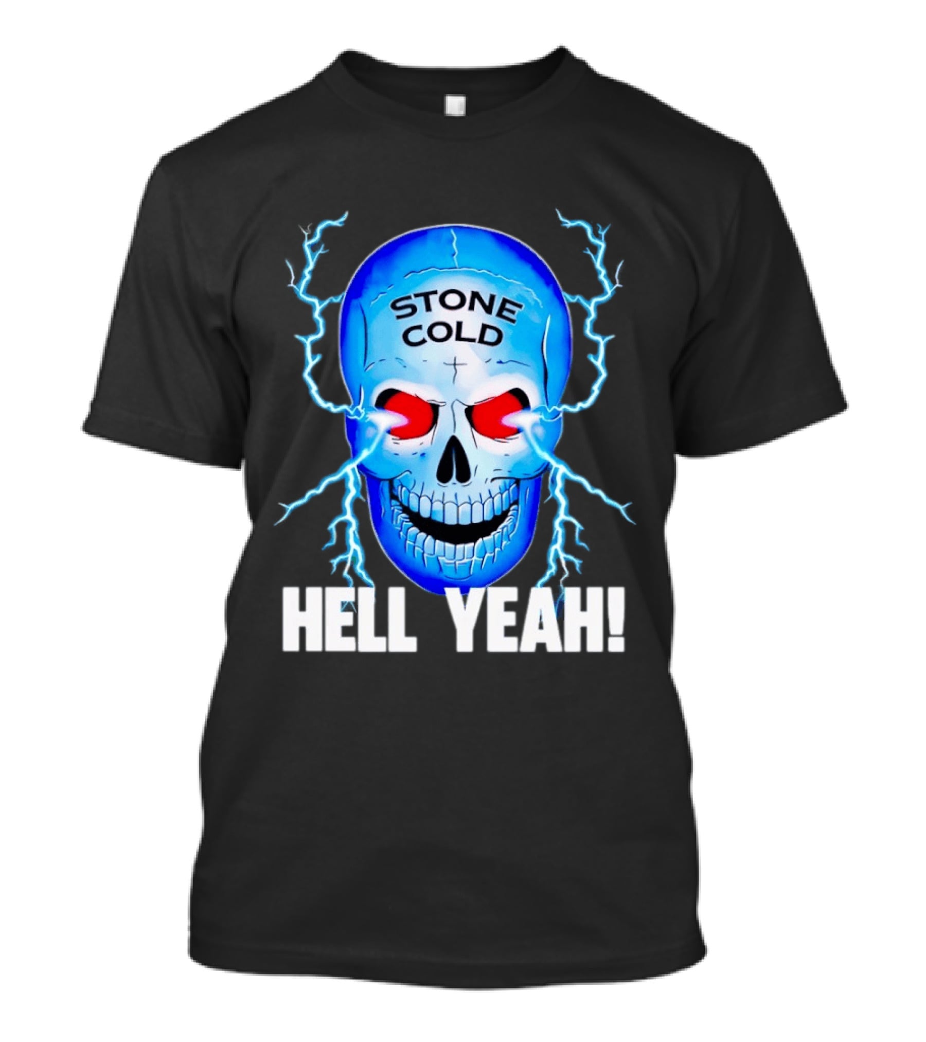 Stone Cold Steve Austin Skull Hell Yeah Electric Blue Lightning T-Shirt