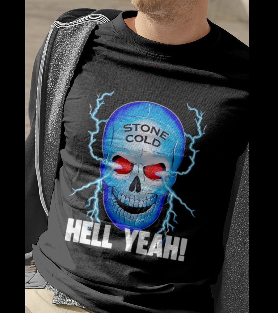 Stone Cold Steve Austin Skull Hell Yeah Electric Blue Lightning T-Shirt