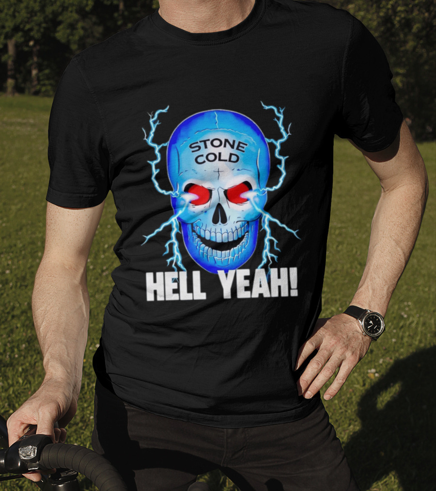 Stone Cold Steve Austin Skull Hell Yeah Electric Blue Lightning T-Shirt