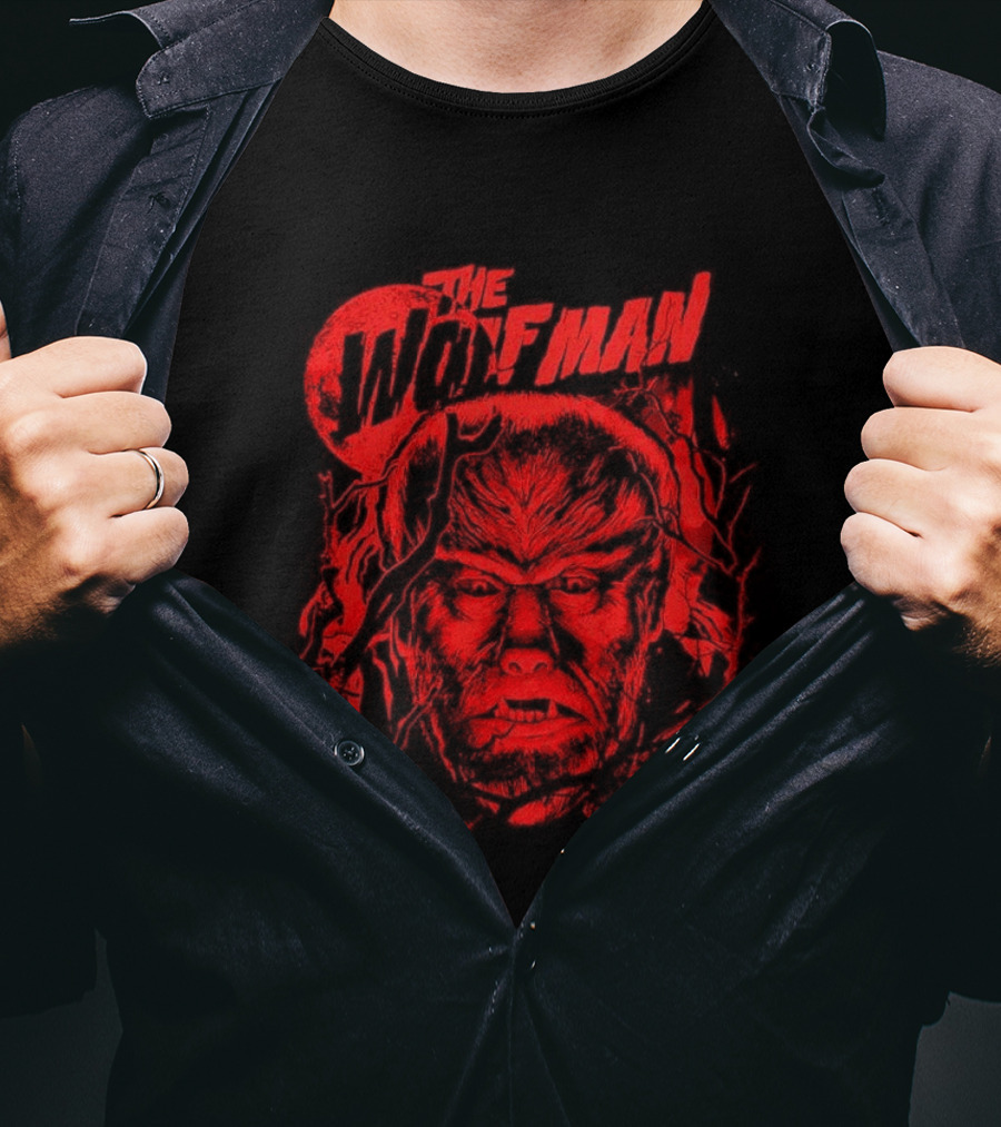 The Wolfman Under Moon Halloween Classic Monster Face T-Shirt