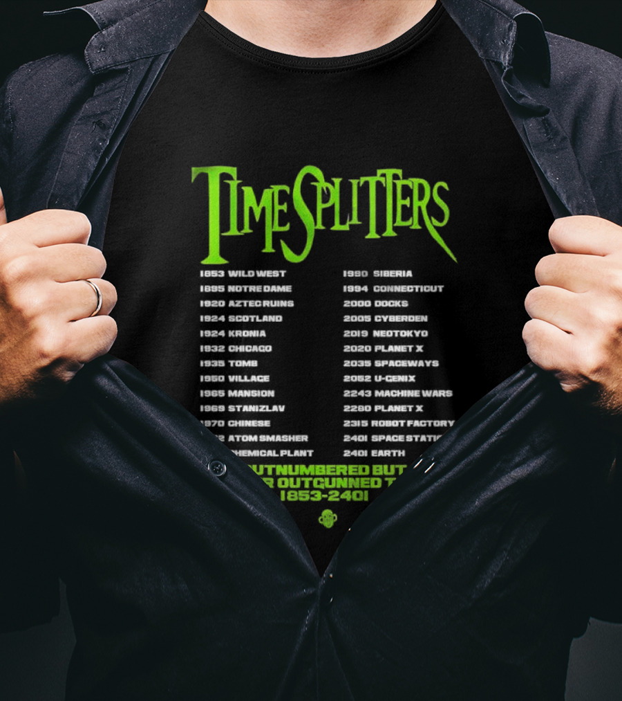 Timesplitters Outnumbered But Never Outgunned Tour 2005 2006 Eidos Free Radical T-Shirt