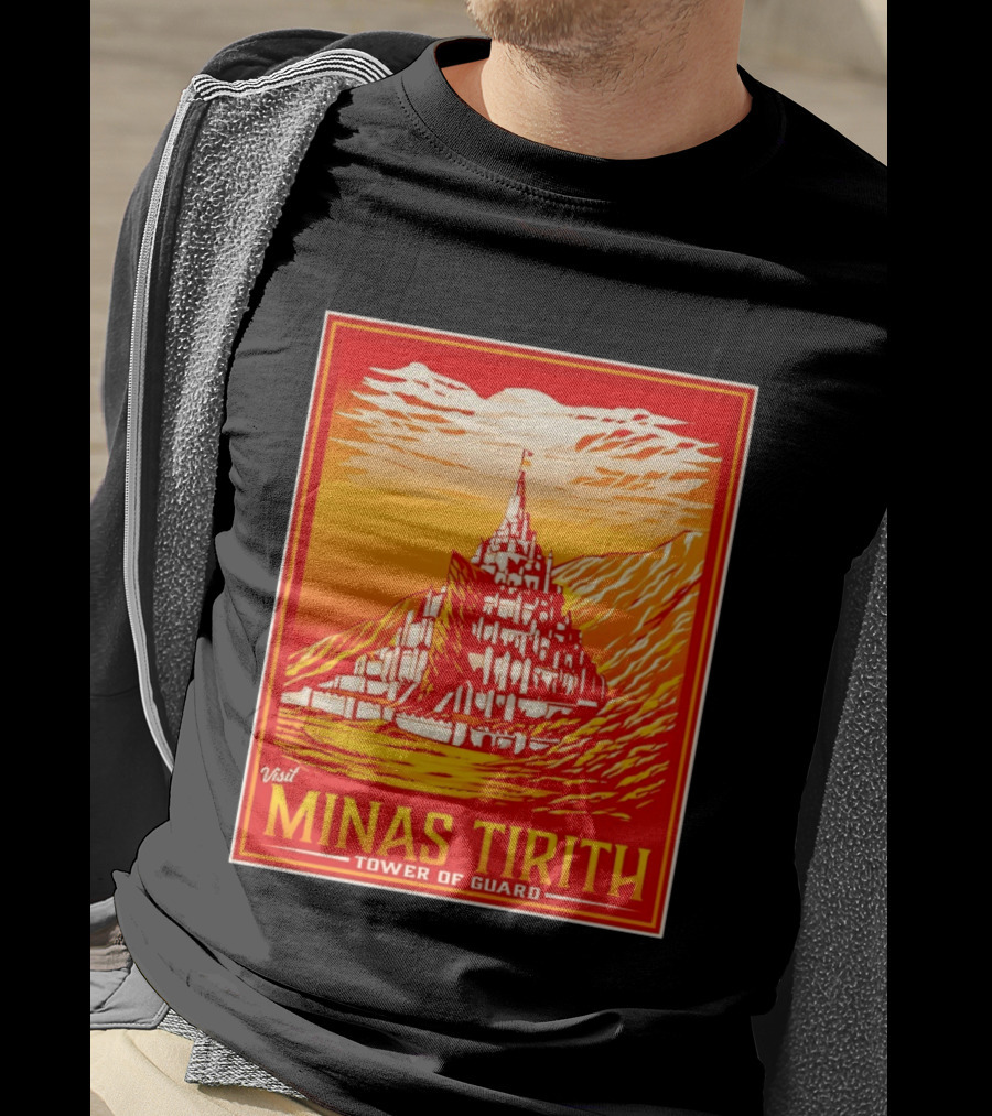 Visit Minas Tirith Tower Of Guard Fantasy Travel Middle Earth T-Shirt