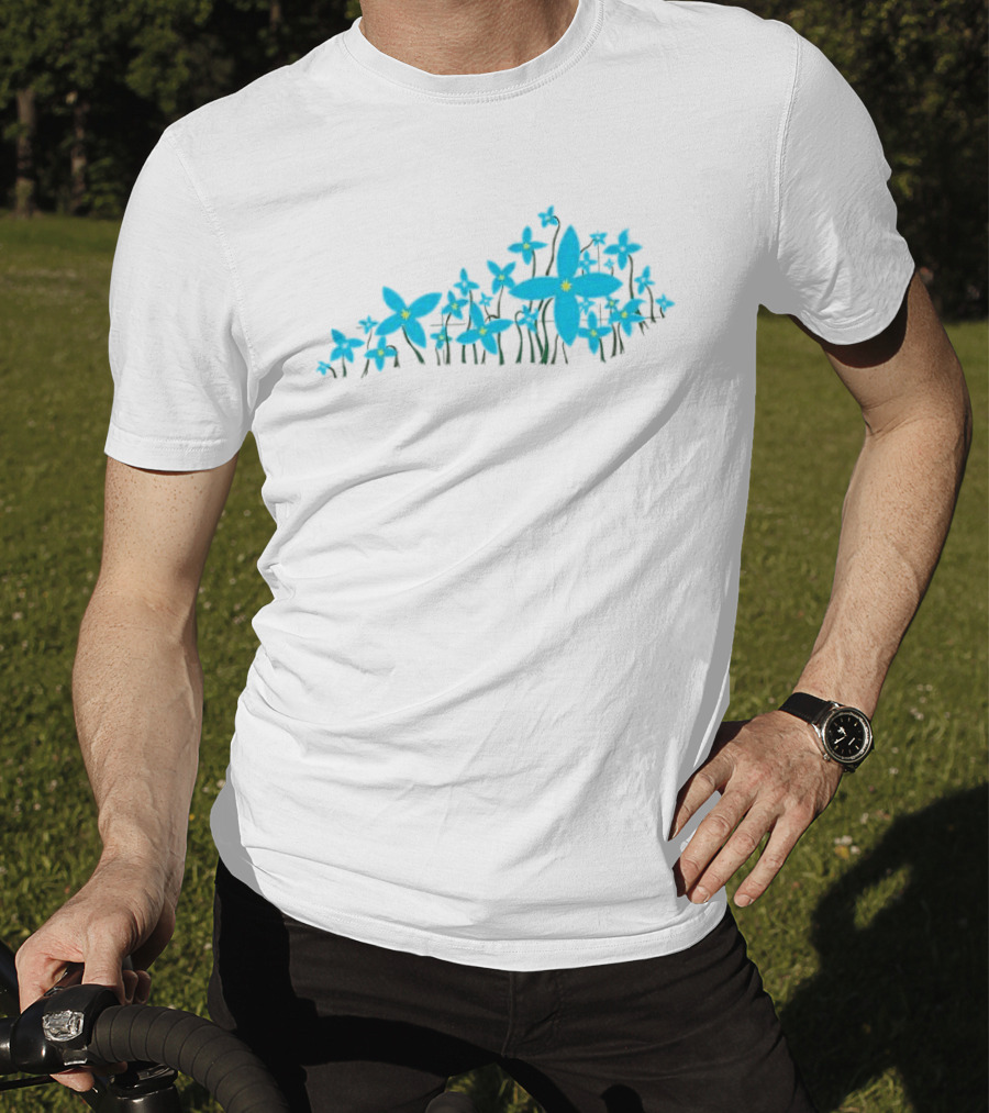 Blue Pea Flower Azure Bluet KY Shape Floral Arrangement T-Shirt