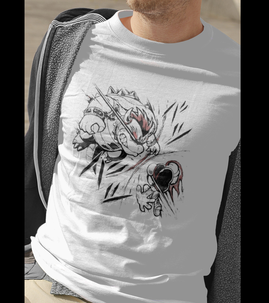 Bowser Vs Mario Epic Showdown Battle Sketch T-Shirt