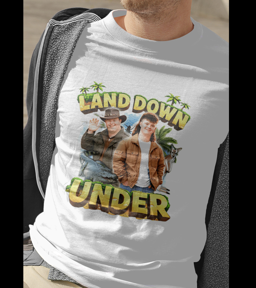Land Down Under Crocodile And Kangaroo Theme Australia T-Shirt