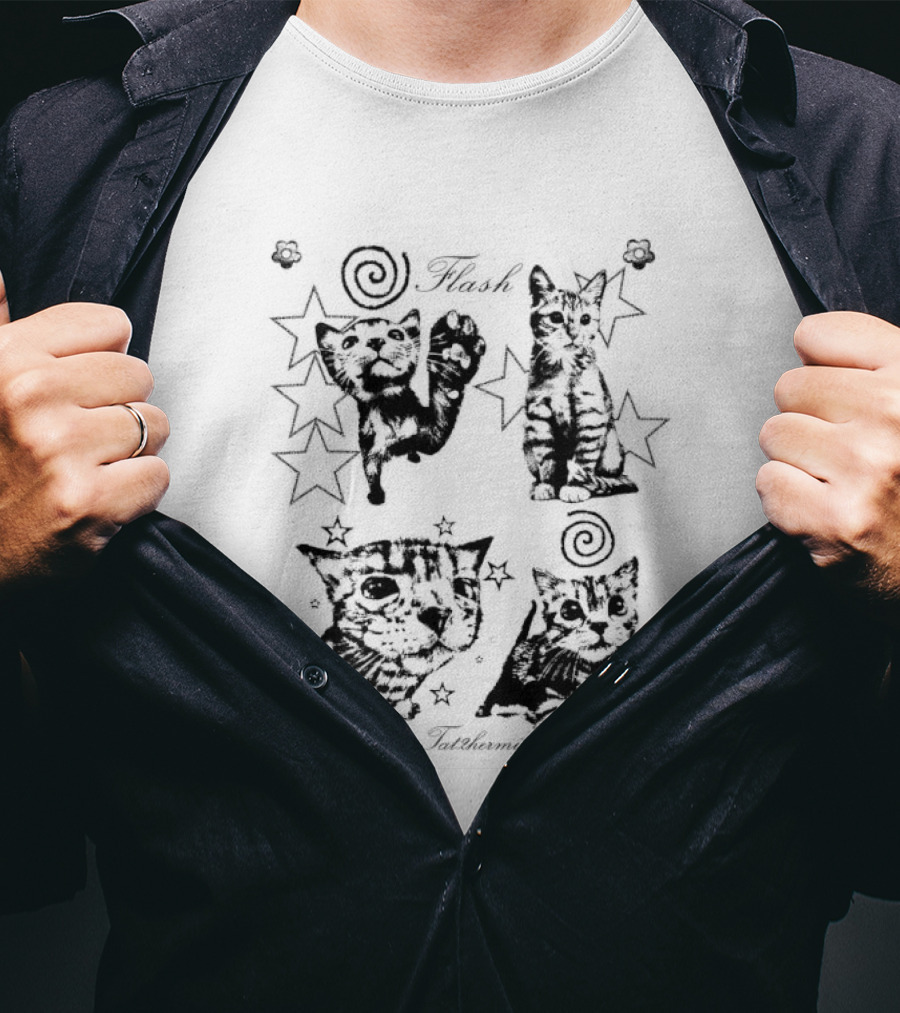 Cat Flash Jet2 Hermit Celestial Stars Spiral T-Shirt