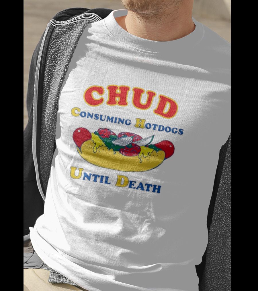 CHUD Consuming Hotdogs Until Death Red And Yellow Hot Dog T-Shirt