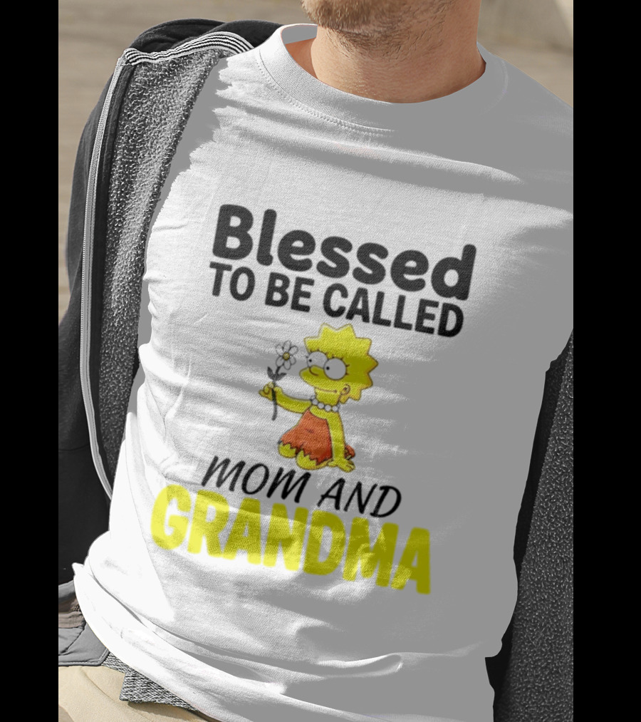Blessed To Be Called Mom And Grandma Simpsons Character Holding Flower T-Shirt