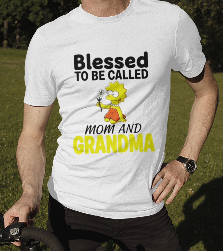 Blessed To Be Called Mom And Grandma Simpsons Character Holding Flower T-Shirt
