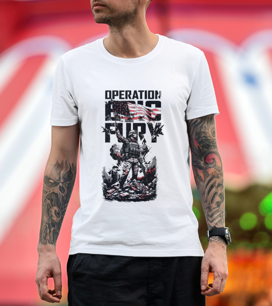 Operation Epic Fury American Flag Soldier 2.0 T-Shirt