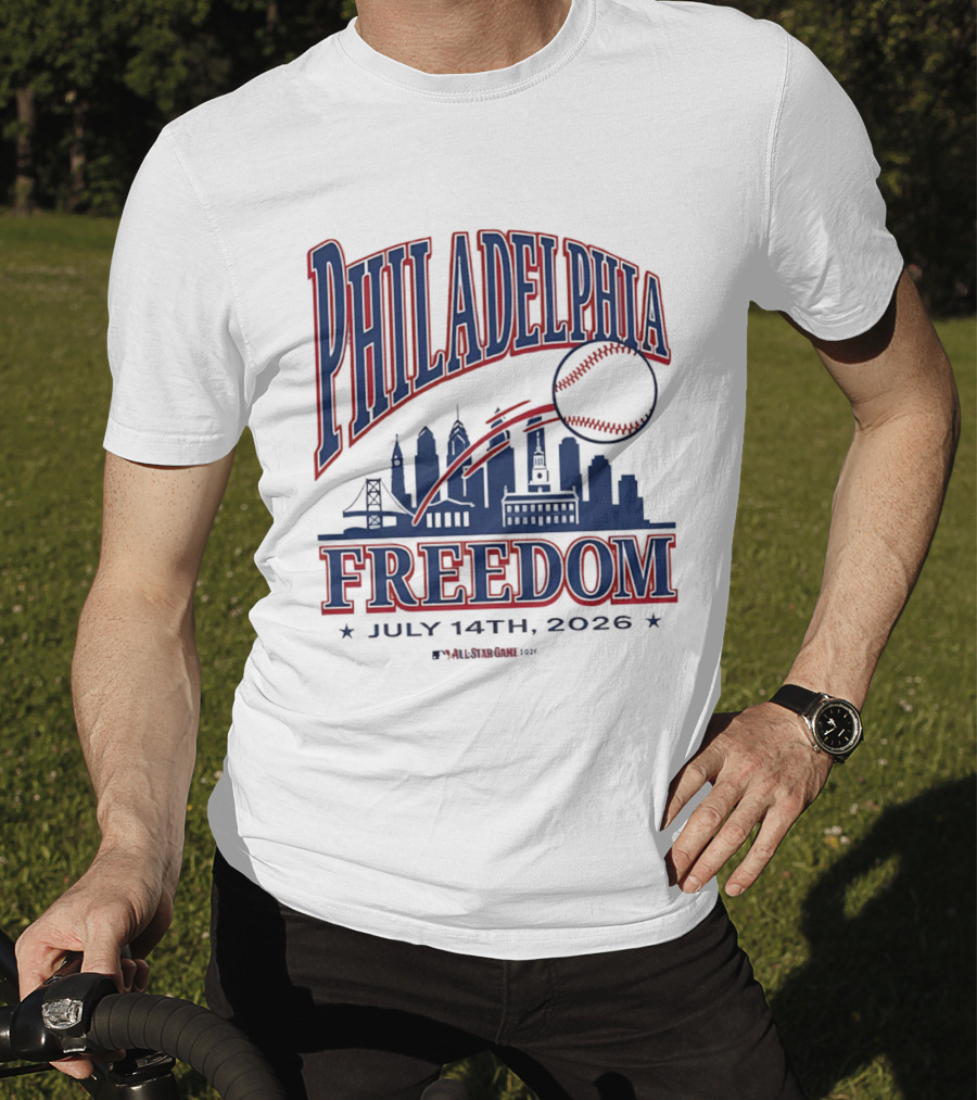 Philadelphia Phillies Light Blue Elton John Philadelphia Freedom July 14th 2026 All Star Game T-Shirt