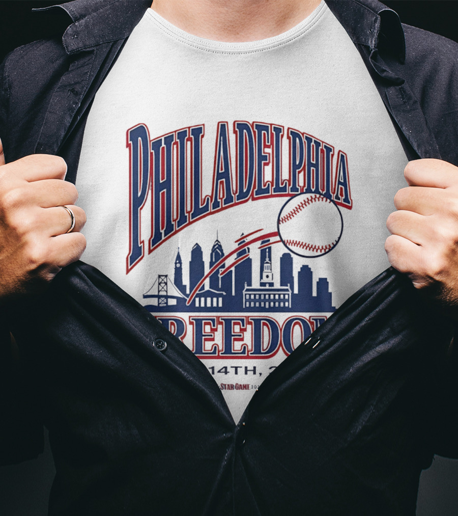 Philadelphia Phillies Light Blue Elton John Philadelphia Freedom July 14th 2026 All Star Game T-Shirt