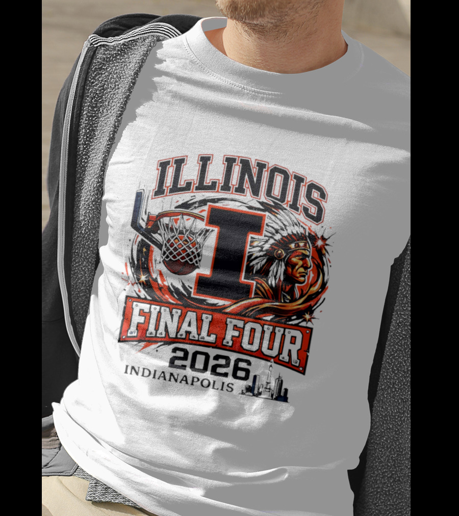Illinois Basketball Final Four 2026 Indianapolis I Logo And Native American T-Shirt