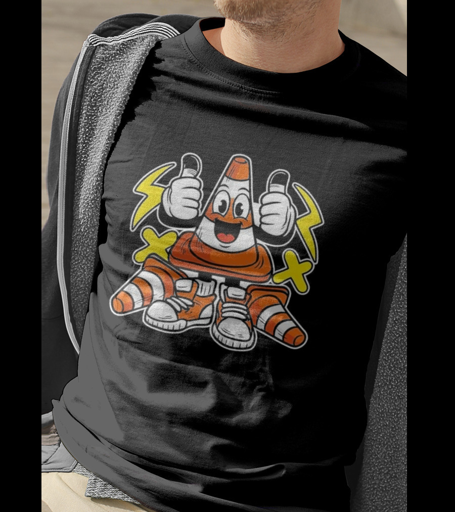 Hoist The Cone Pirates 2026 Thumbs Up Cartoon Cone Lightning And Cross Marks T-Shirt