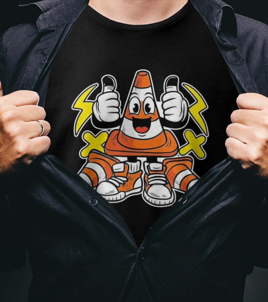 Hoist The Cone Pirates 2026 Thumbs Up Cartoon Cone Lightning And Cross Marks T-Shirt