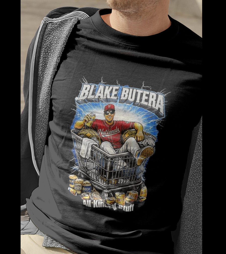 Blake Butera Nationals All Kinds Of Stuff Beer Cans Shopping Cart T-Shirt