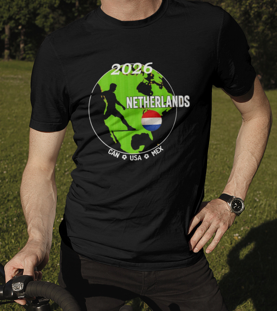 Netherlands Football 2026 CAN USA MEX World Cup Map Soccer Ball T-Shirt
