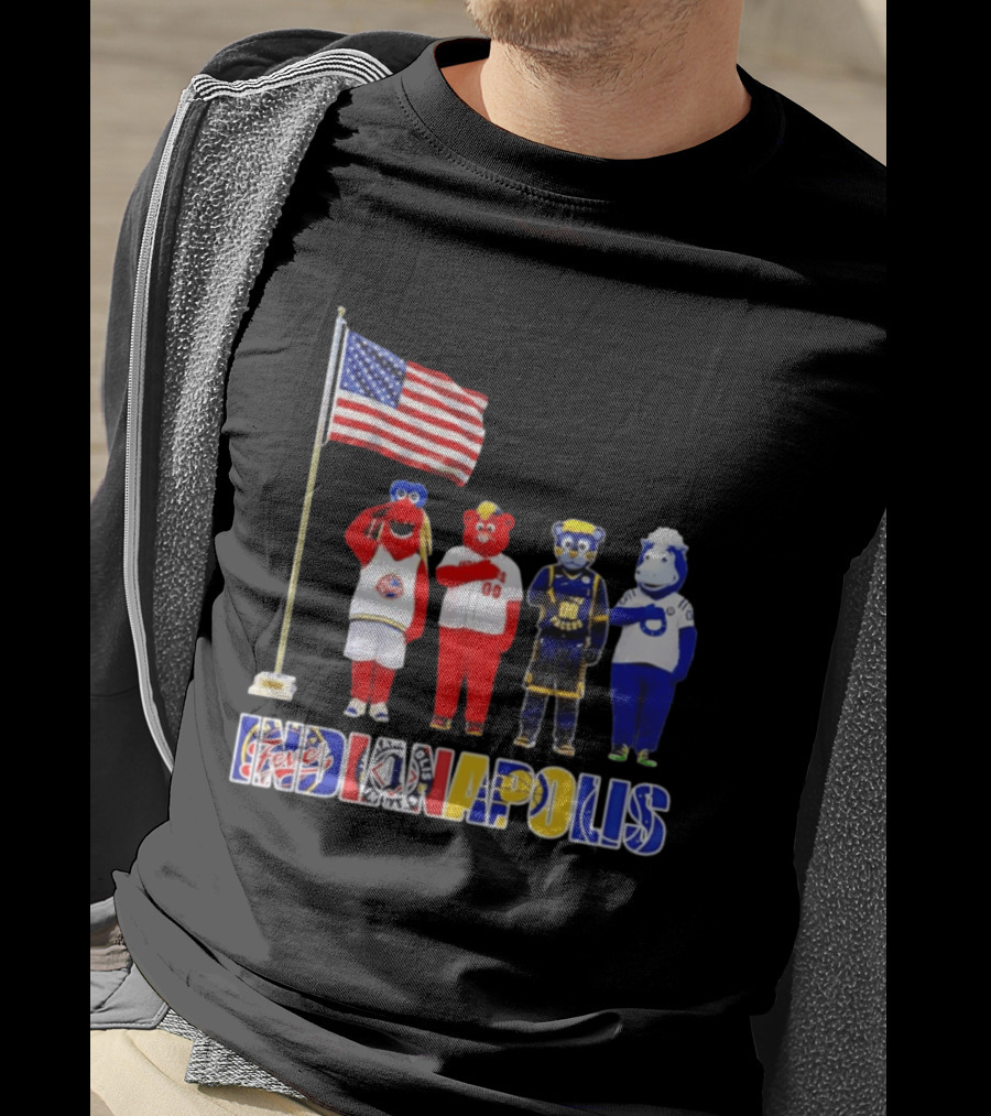 Indiana Fever Indianapolis Mascots Salute Flag With Pacers Colts T-Shirt