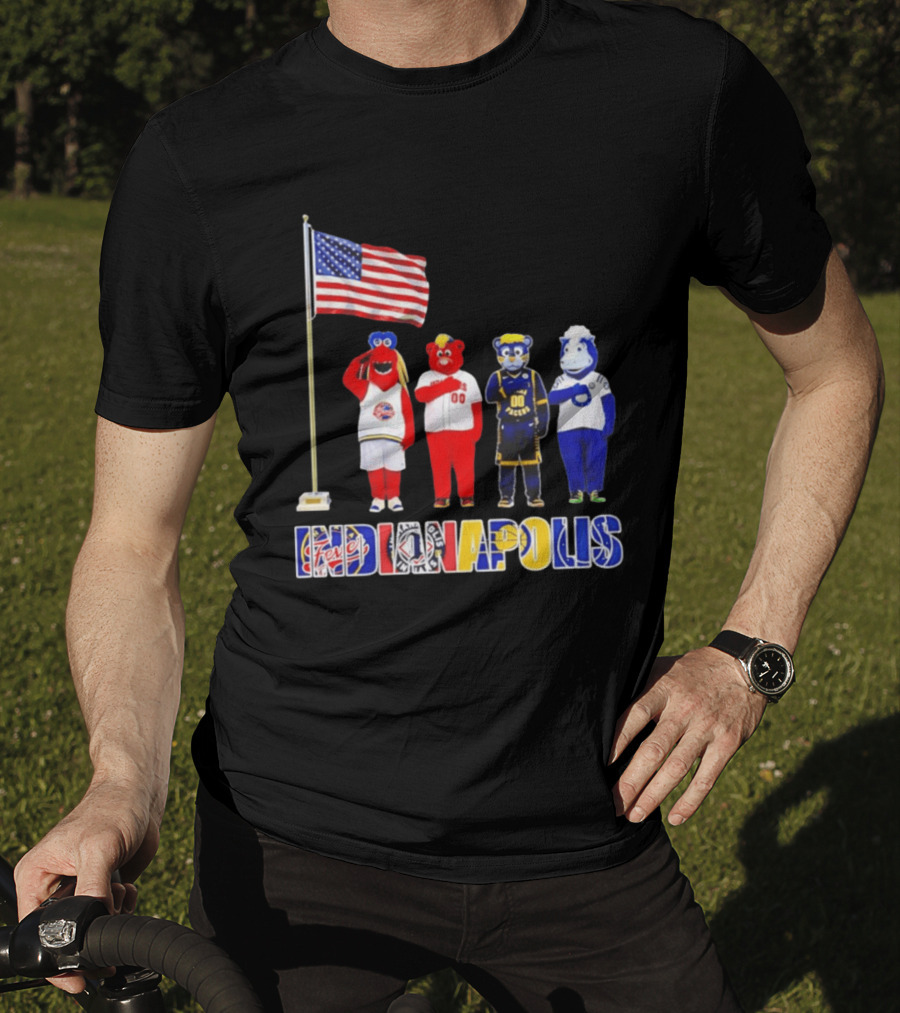 Indiana Fever Indianapolis Mascots Salute Flag With Pacers Colts T-Shirt