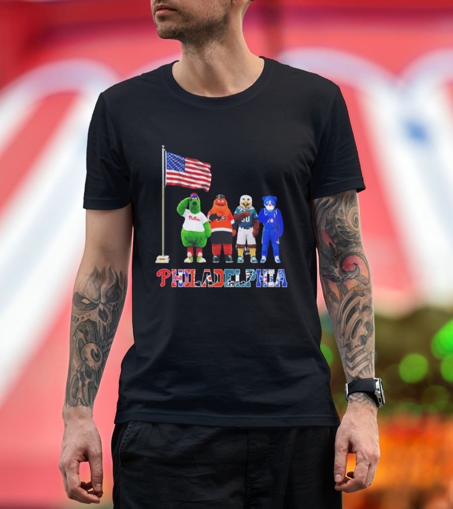 Philadelphia Mascots Saluting The American Flag T-Shirt