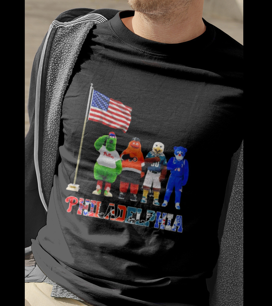 Philadelphia Mascots Saluting The American Flag T-Shirt