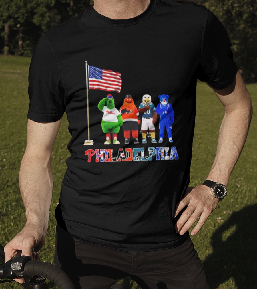 Philadelphia Mascots Saluting The American Flag T-Shirt