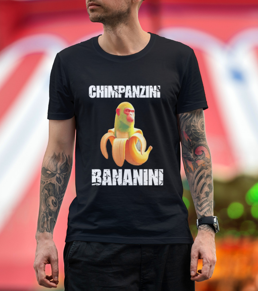 Chimpanzins Bananine Monkey Peeling A Banana T-Shirt