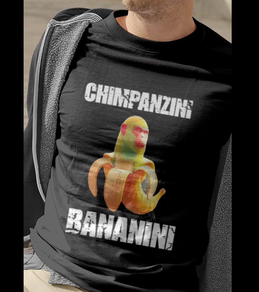 Chimpanzins Bananine Monkey Peeling A Banana T-Shirt