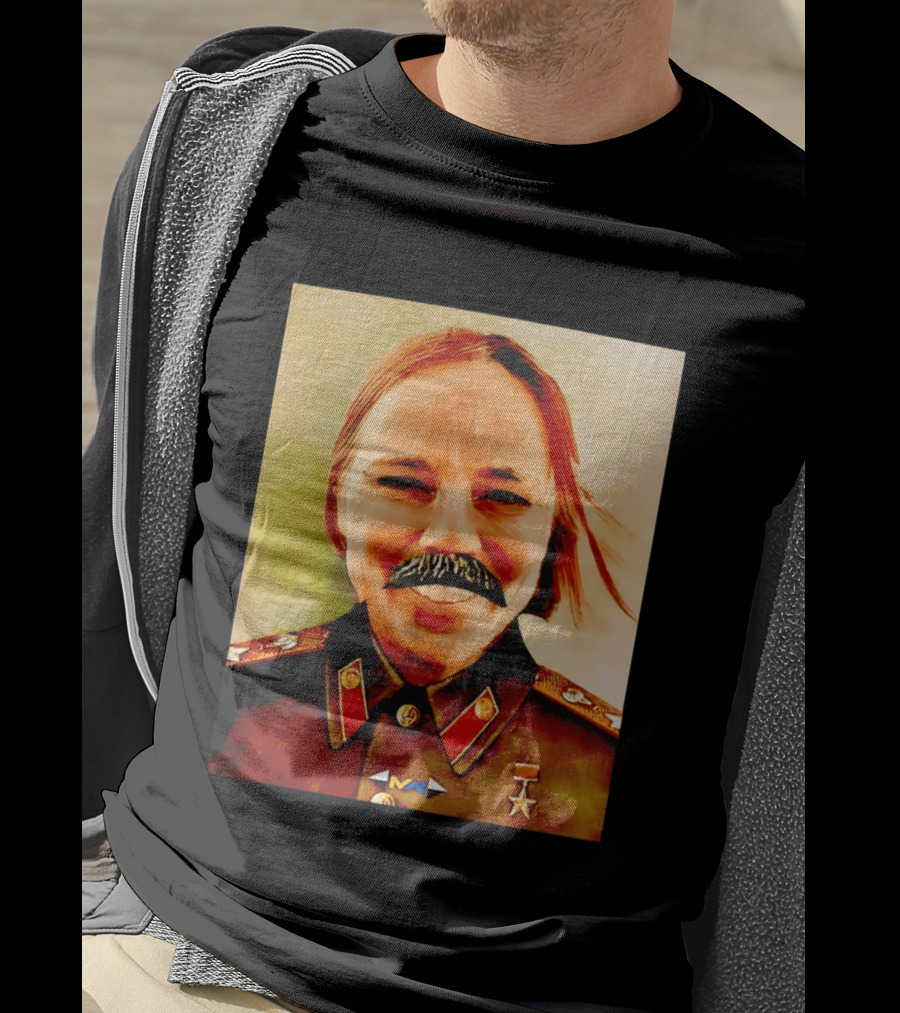 Comrade Bellows Military Portrait Caricature With Mustache T-Shirt