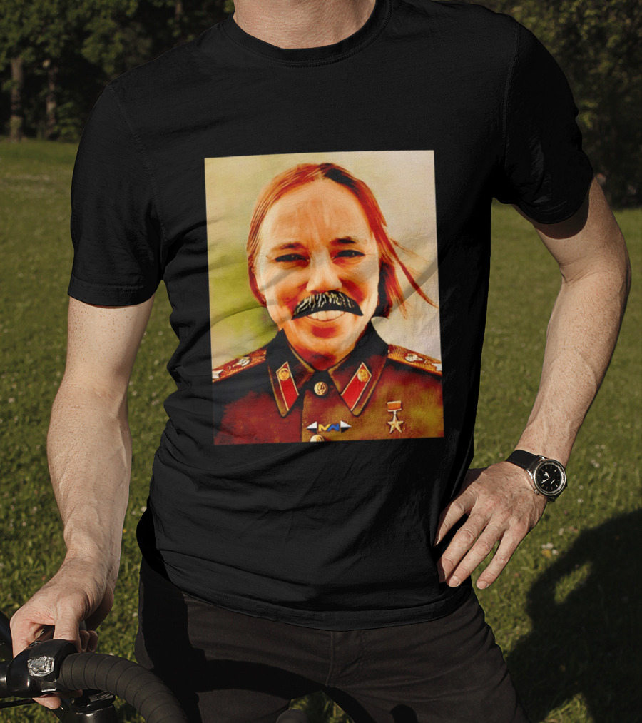 Comrade Bellows Military Portrait Caricature With Mustache T-Shirt
