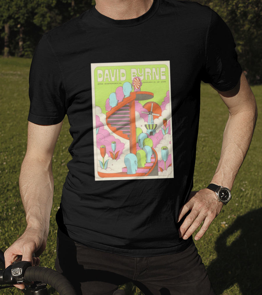 David Byrne Amsterdam Concert February 15 16 2026 Windmill T-Shirt