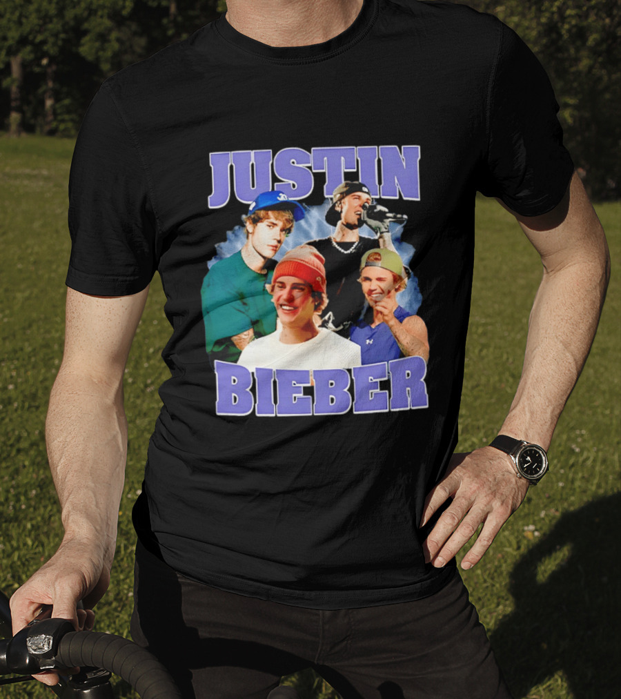 Justin Bieber Singing And Smiling With Various Iconic Looks T-Shirt