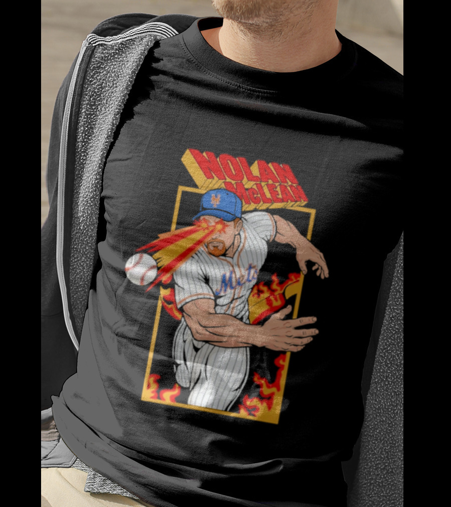 Nolan McLean Laser Beam New York Mets Baseball Action T-Shirt