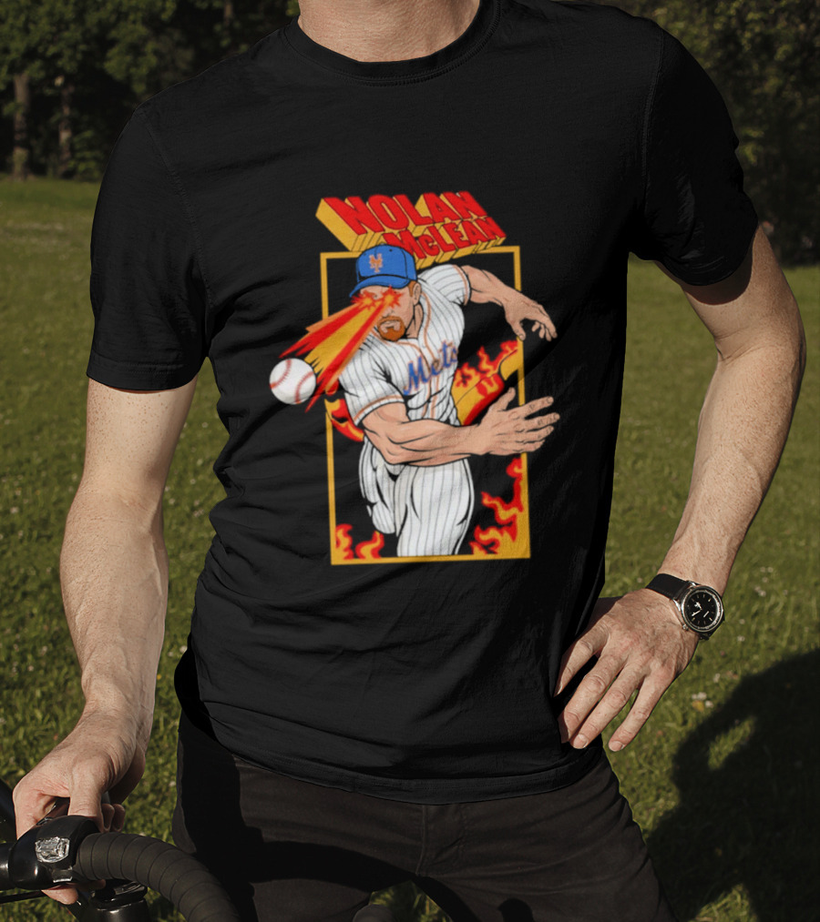 Nolan McLean Laser Beam New York Mets Baseball Action T-Shirt
