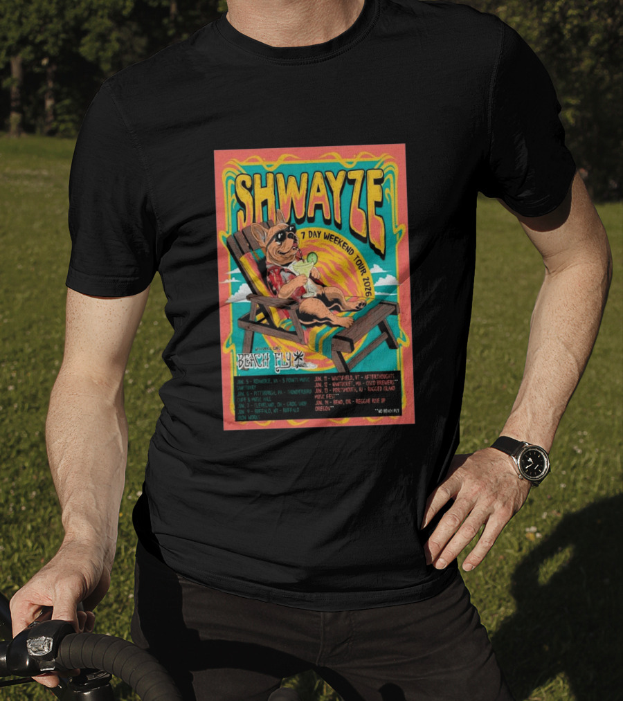 SHWAYZE 7 Day Weekend Tour 2026 Beach Fly Special Guest Tour Dates T-Shirt