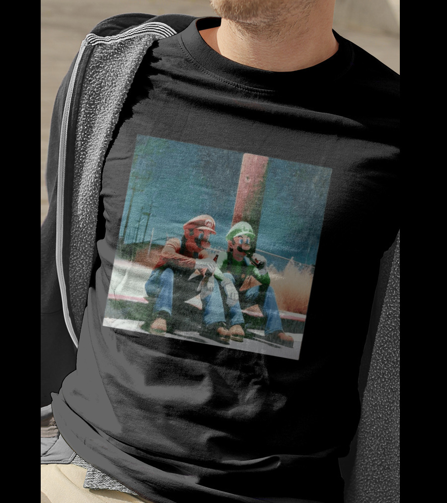 Super Mario Bros Mario And Luigi Relaxing And Drinking Scene T-Shirt