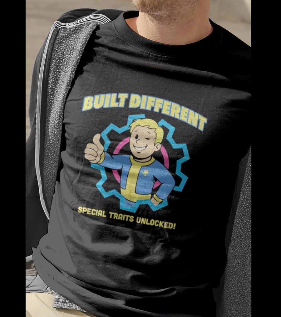 Fallout Built Different Vault Boy Special Traits Unlocked T-Shirt