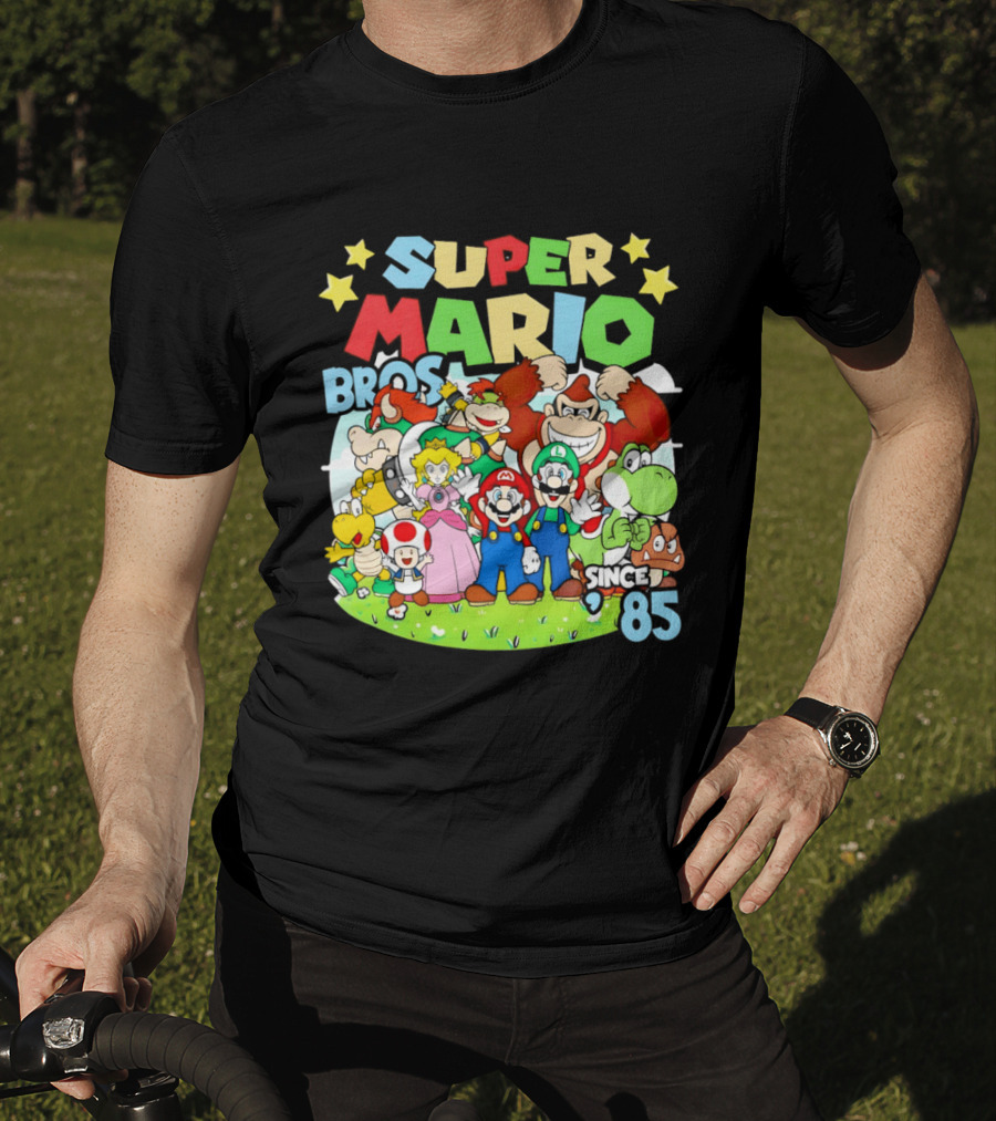 Super Mario Bros Characters And Stars Cartoon Since 85 T-Shirt