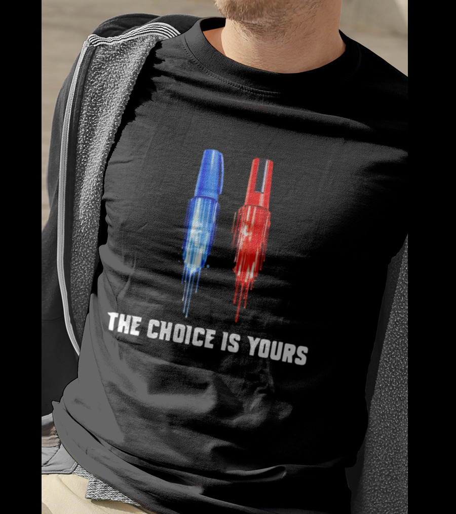 The Choice Is Yours Red And Blue Marker Art Duel T-Shirt