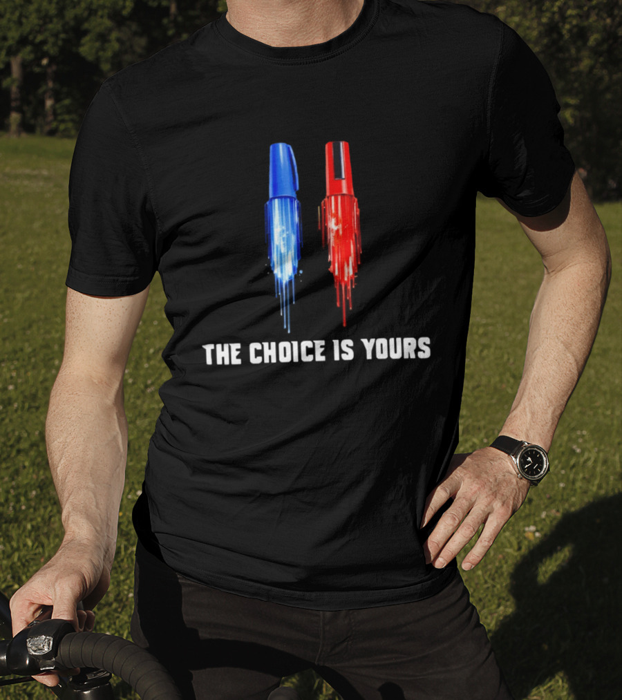 The Choice Is Yours Red And Blue Marker Art Duel T-Shirt