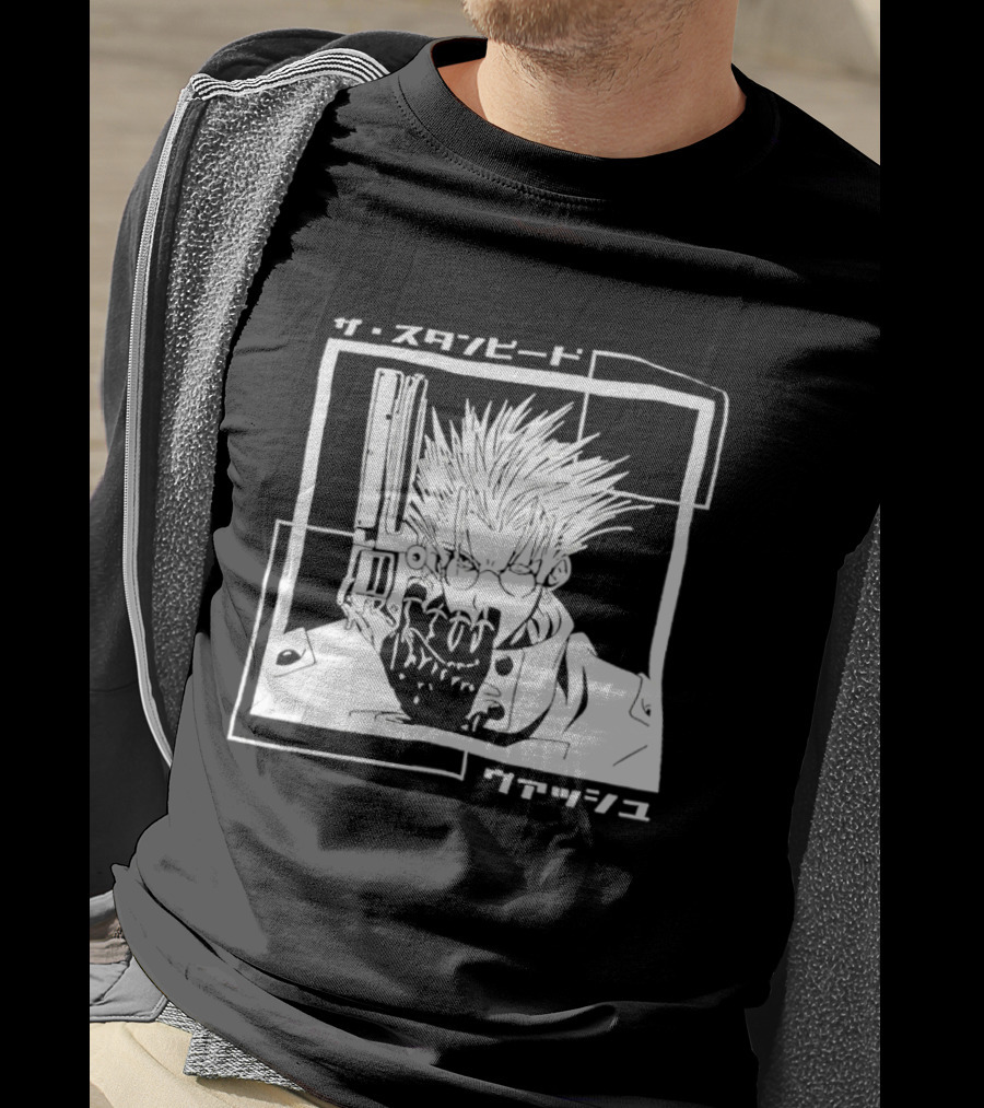 Vash The Stampede Trigun Japanese Typography Stylized T-Shirt