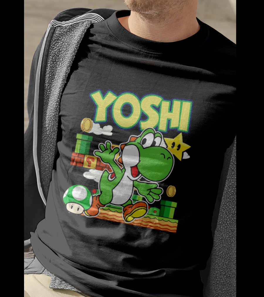 Yoshi Super Mario Bros Game Iconic Green Dinosaur Adventure T-Shirt