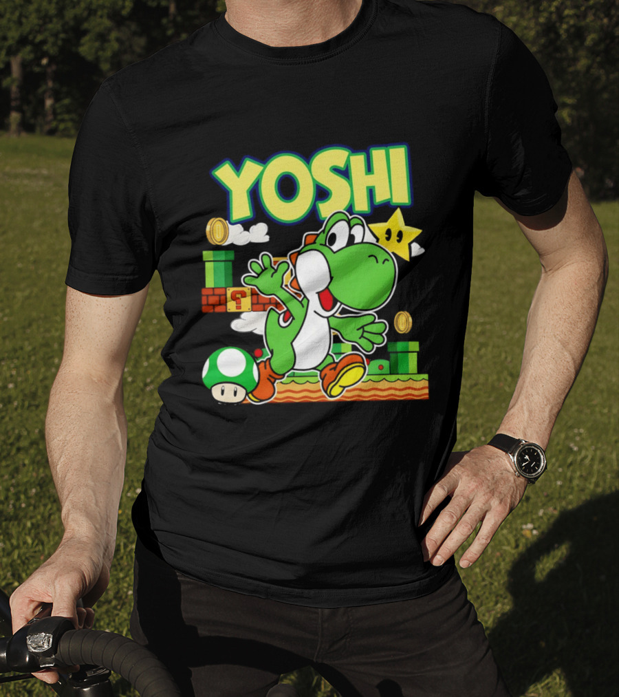 Yoshi Super Mario Bros Game Iconic Green Dinosaur Adventure T-Shirt