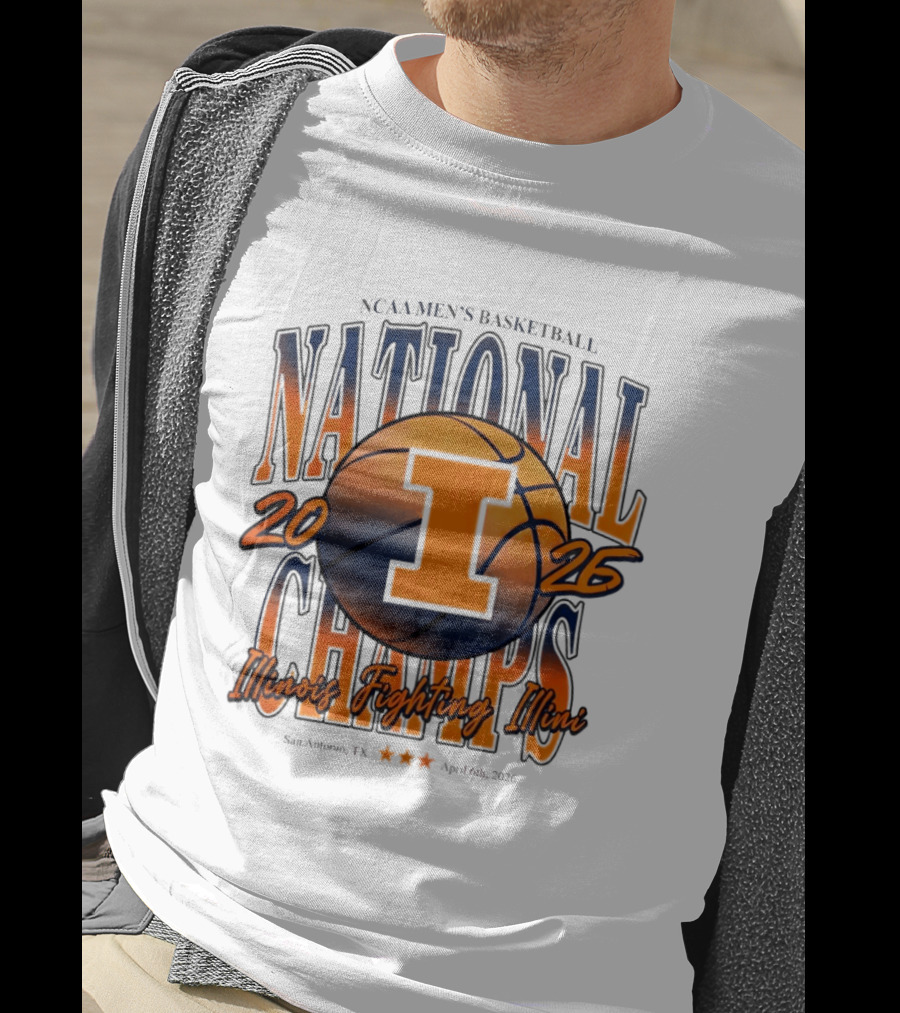 NCAA Men's Basketball National Champs 2026 Illinois Fighting Illini San Antonio April 6 T-Shirt