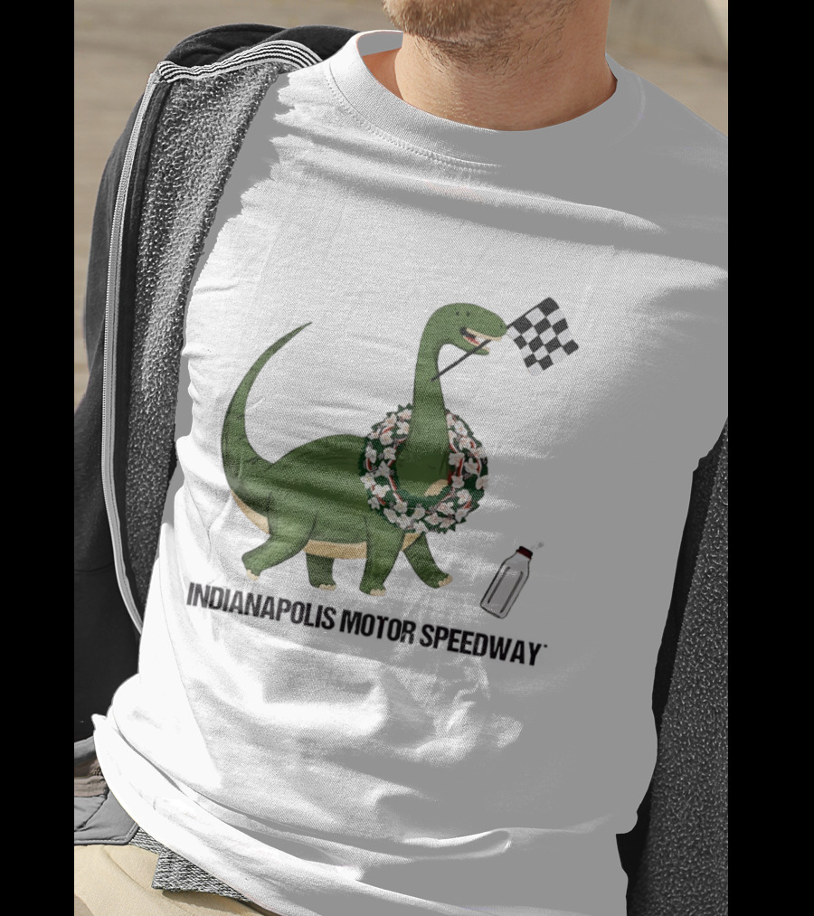 Indianapolis Motor Speedway Dinosaur Checkered Flag Toddler Racing T-Shirt