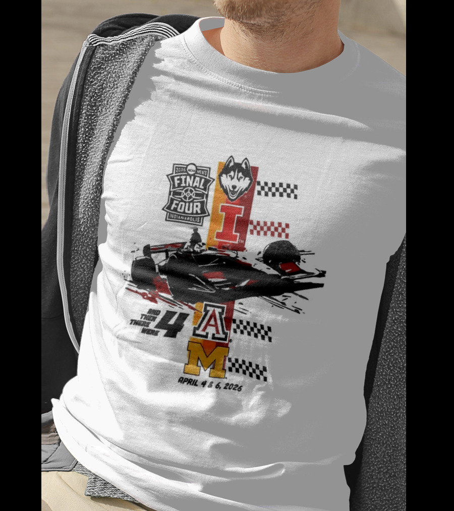IndyCar 2026 NCAA Men's Final Four UConn Huskies Miami Hurricanes Iowa Hawkeyes Michigan Wolverines T-Shirt